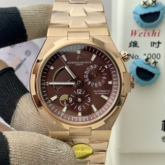 Vacheron Constantin Overseas 47450 Dual Time Automatic Men’s Watch, 42mm, 18K Rose Gold, Silver Dial