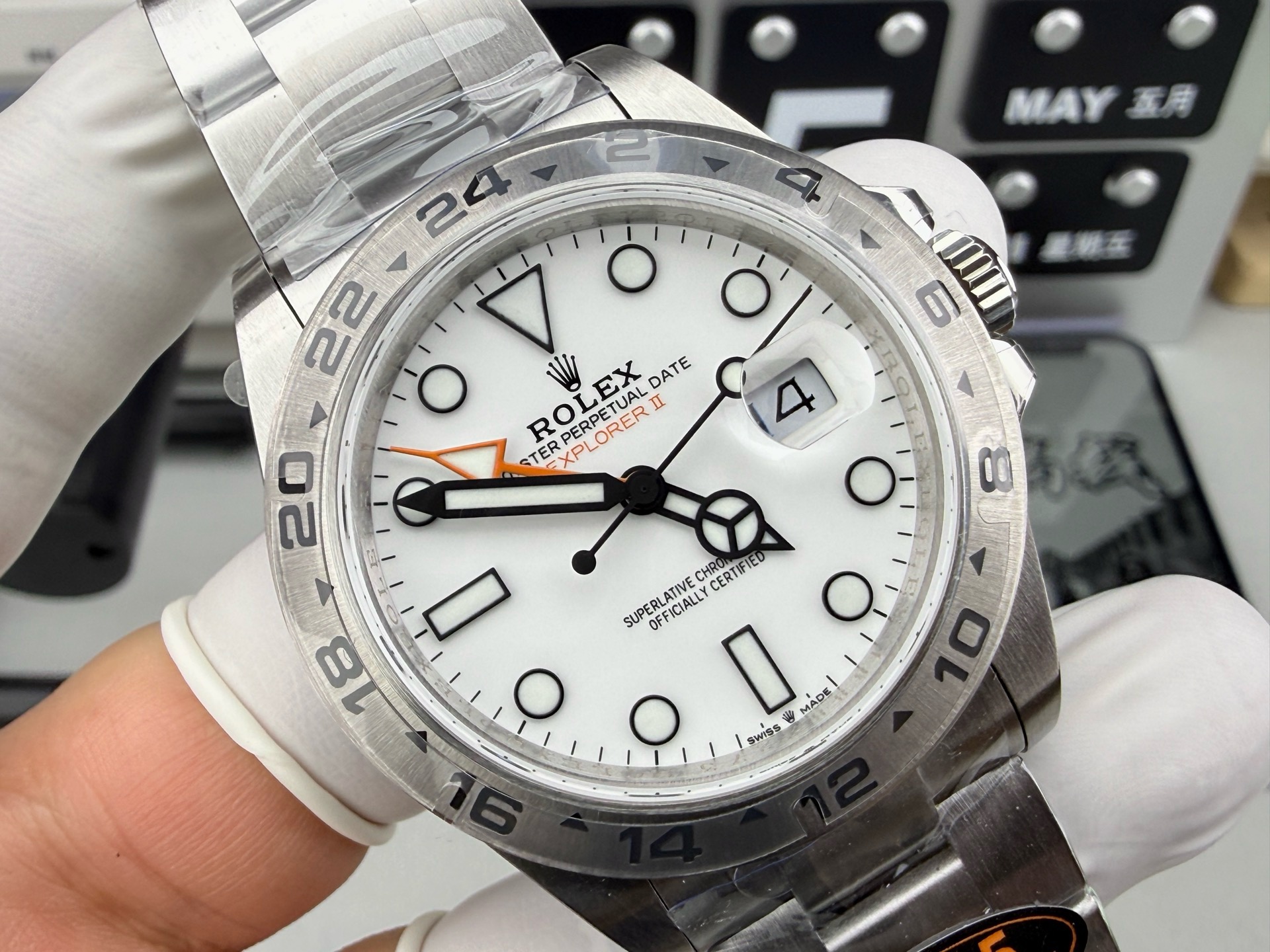 Rolex Explorer II 42mm White Dial Stainless Steel Automatic GMT Watch - Image 3