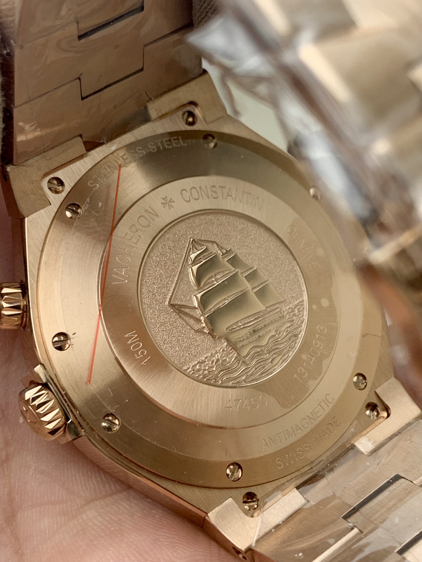 Vacheron Constantin Overseas 47450 Dual Time Automatic Men’s Watch, 42mm, 18K Rose Gold, Silver Dial - Image 4